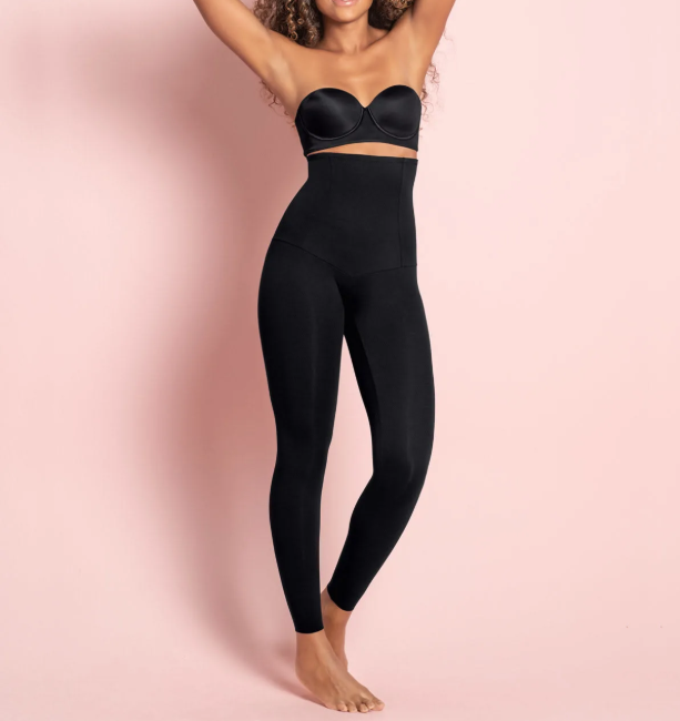 High Waist Tummy & Thigh Tightening Leggings - thewaistpros.com - Large / Black