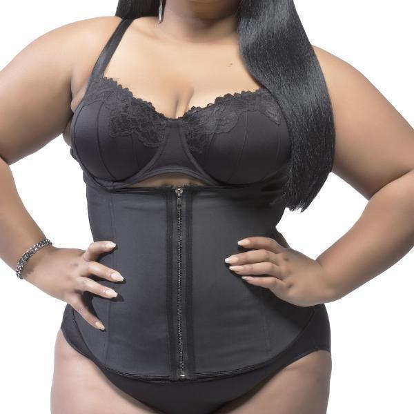 Plus Size "Clip & Zip" Waist Trainer - 3 Hook & Zippered Body Shaper! - thewaistpros.com - 2XL / Black