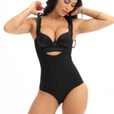 Sexy Zip Bodysuit Waist Shaper - Easy Bathroom Access - thewaistpros.com - S / Black