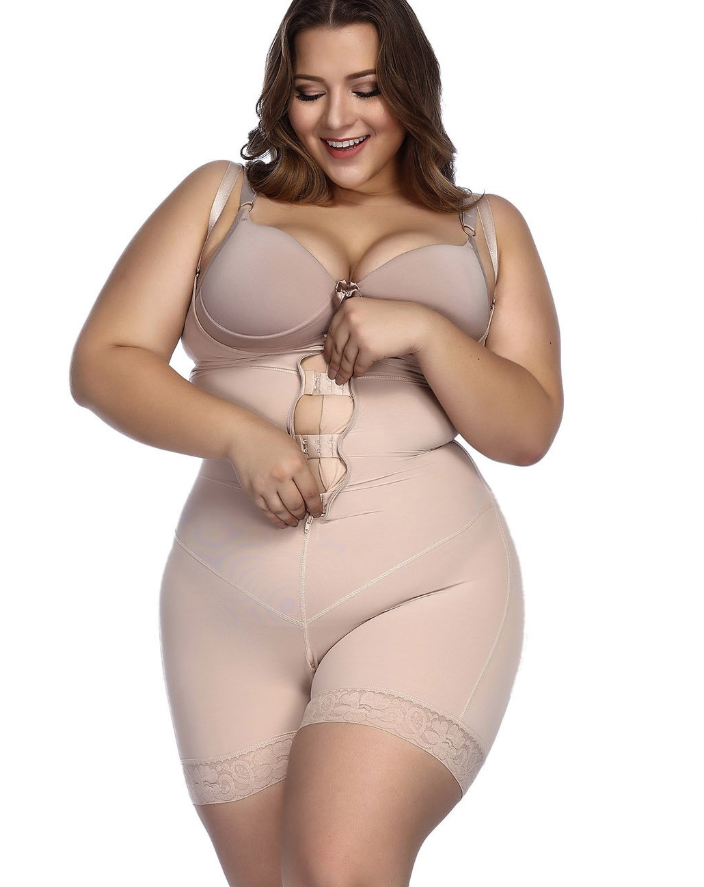 Plus Size Slimming Zip Up Bodysuit with Butt Lifter - thewaistpros.com -