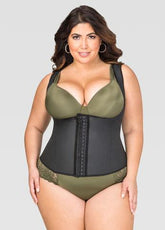 Plus Size 3 Hook Waist Trainer ~ Naturally Burn Fat! - thewaistpros.com - Small / Black