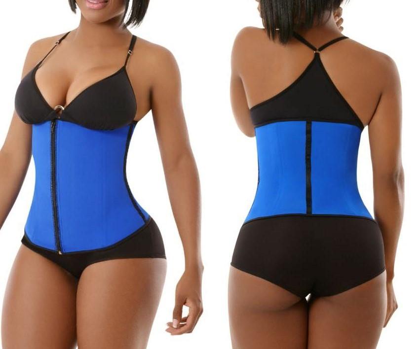 Plus Size "Clip & Zip" Waist Trainer - 3 Hook & Zippered Body Shaper! - thewaistpros.com - Small / Blue