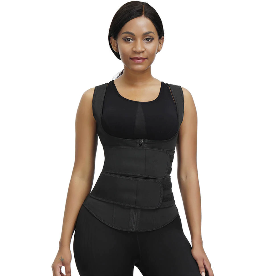Premium Waist Trainer Vest - Double Velcro Compression Straps with Supportive Zipper! - thewaistpros.com -