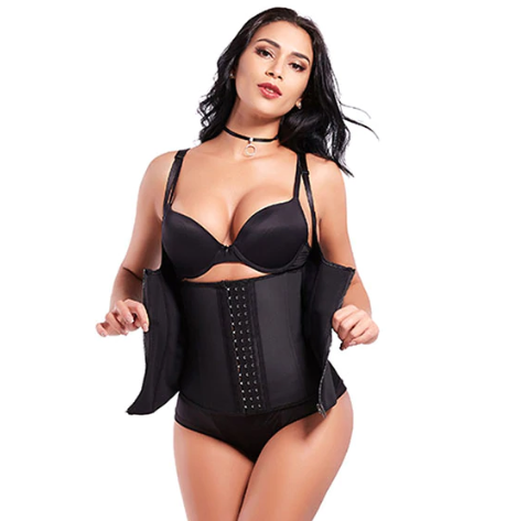 New Body Shaper - Waist Trainer Zipper Corset Vest! - thewaistpros.com - Medium / Black