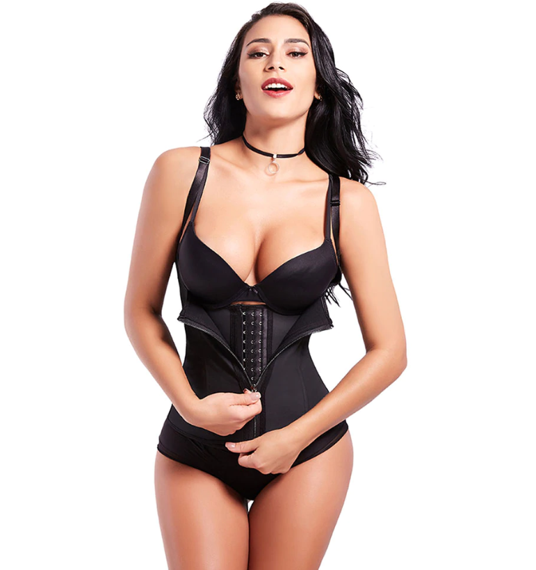 New Body Shaper - Waist Trainer Zipper Corset Vest! - thewaistpros.com - Small / Black