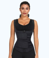 Premium Waist Trainer Vest - Double Velcro Compression Straps with Supportive Zipper! - thewaistpros.com - Small / Black