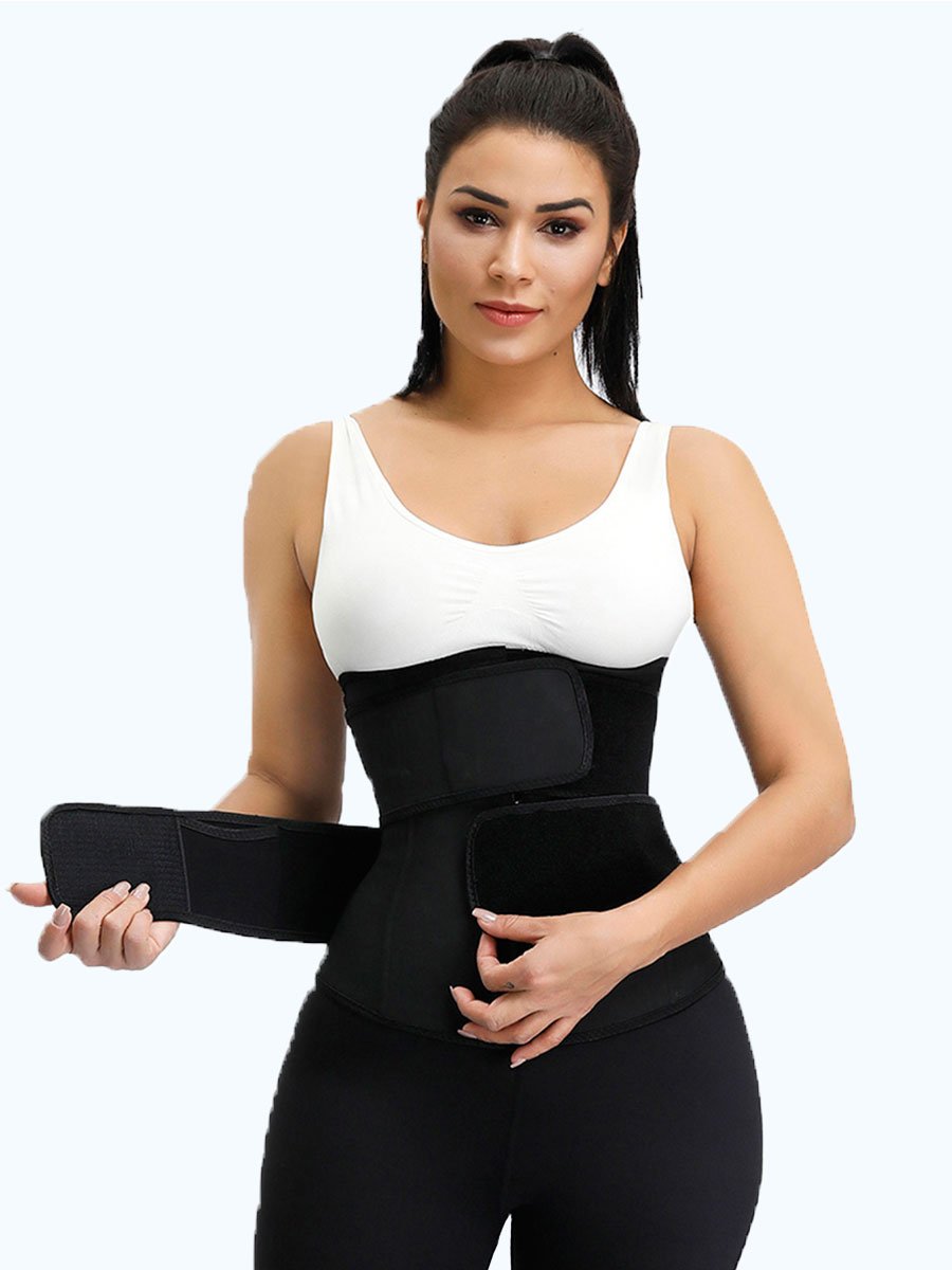Premium Waist Trainer - Double Compression Velcro Straps and Supportive Zipper! - thewaistpros.com - XL / Black