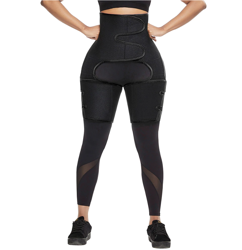 Waist & Thigh Fat Burn Sauna Wrap With Butt Lifter for Weight Loss - thewaistpros.com - Black / S/M