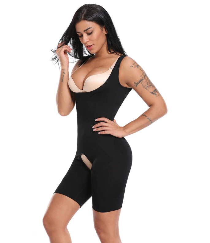 Slimming Bodysuit - Full Body Shaper with Butt Lifter - Easy Bathroom Access - thewaistpros.com - L/XL / Black