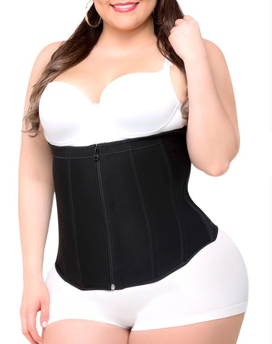 Plus Size "Clip & Zip" Waist Trainer - 3 Hook & Zippered Body Shaper! - thewaistpros.com - Small / Black