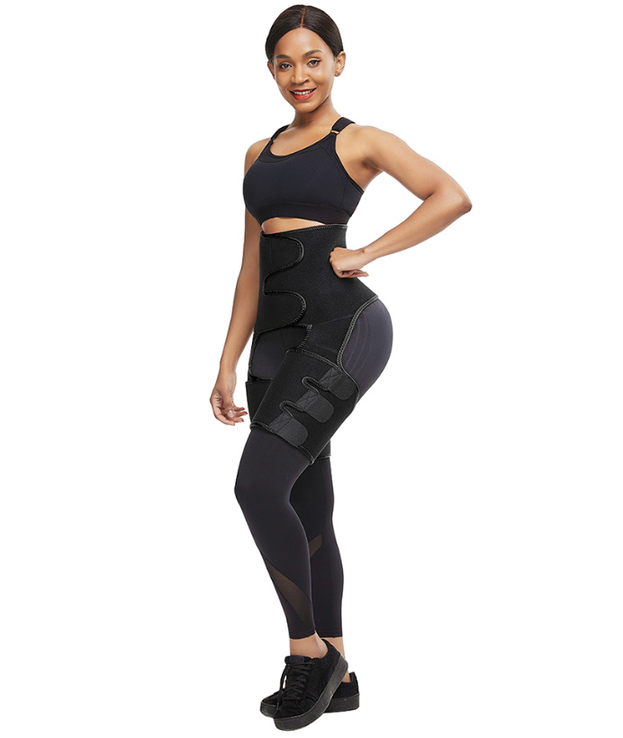 Waist & Thigh Fat Burn Sauna Wrap With Butt Lifter for Weight Loss - thewaistpros.com - Black / L/XL