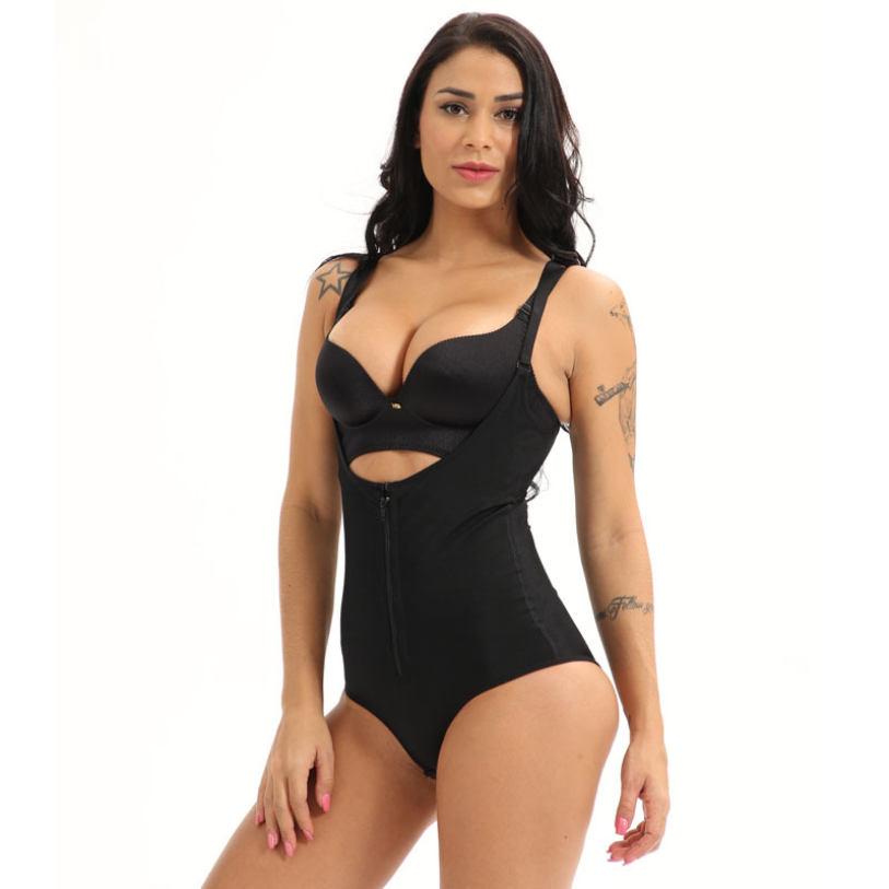 Sexy Zip Bodysuit Waist Shaper - Easy Bathroom Access - thewaistpros.com - XL / Black