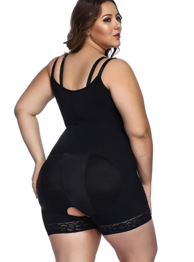 Plus Size Slimming Zip Up Bodysuit with Butt Lifter - thewaistpros.com -
