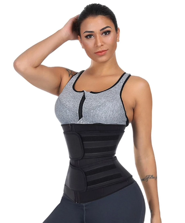 Slimming Waist Trainer - Double Compression Straps with Supportive Zipper! - thewaistpros.com - 3XL / Black