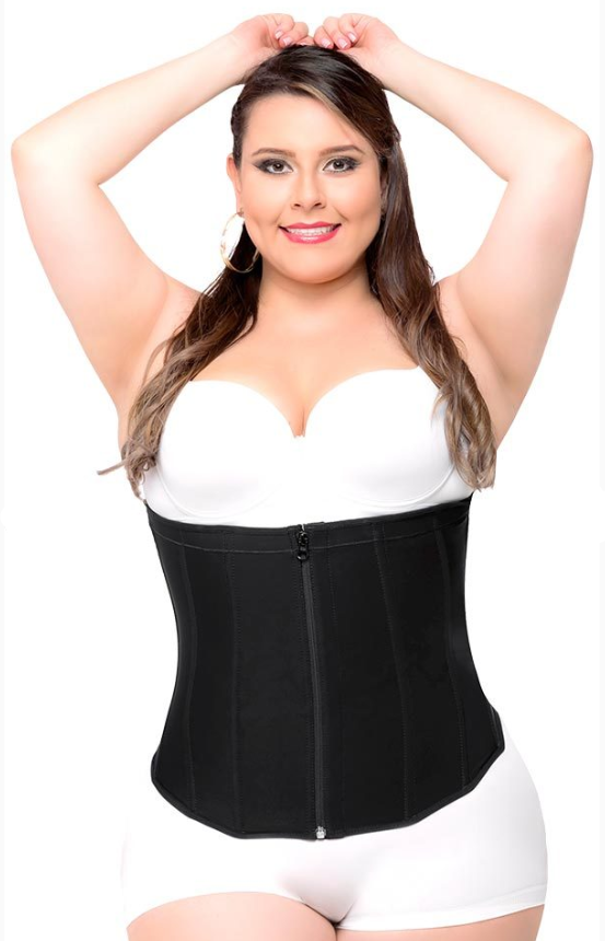 Plus Size "Clip & Zip" Waist Trainer - 3 Hook & Zippered Body Shaper! - thewaistpros.com - Large / Black