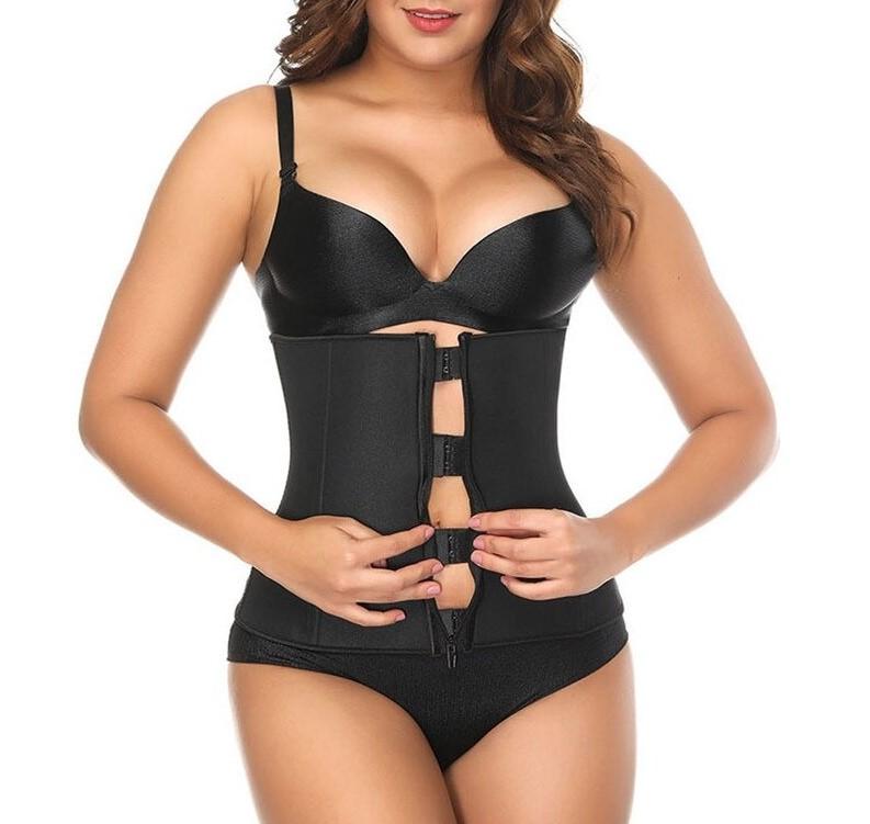 Plus Size Clip & Zip Waist Trainer -Body Shaper! - thewaistpros.com - Large / Black