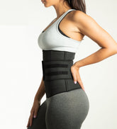 Luxe Zip Up Waist Trainer - Velcro Compression Straps - thewaistpros.com - Small / Black