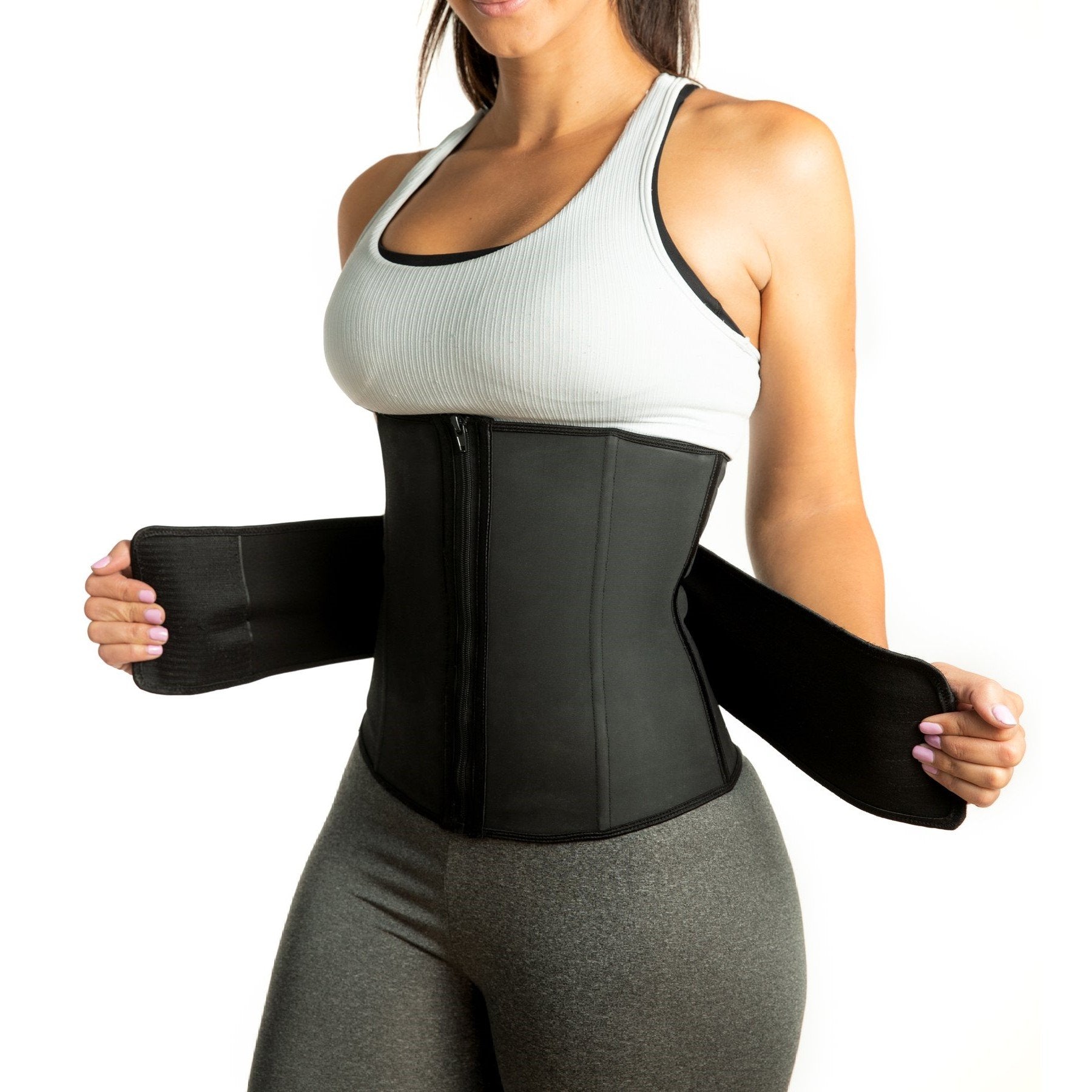 Luxe Zip Up Waist Trainer - Velcro Compression Straps - thewaistpros.com -