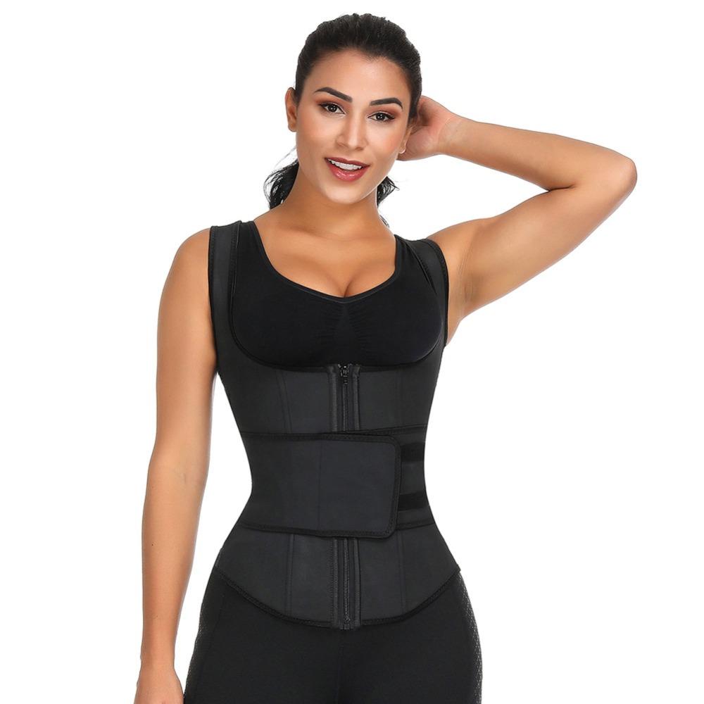 Waist Trainer Sweat Belt Vest - Fitness Trimmer ~ With Velcro & Zipper! - thewaistpros.com - Small / Black