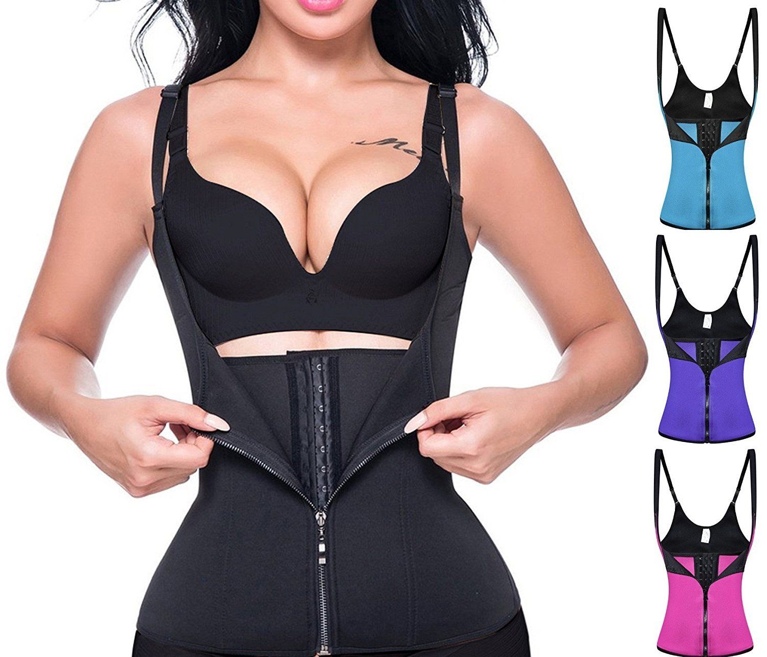 Waist Trainer Body Shaper ~ Zip Up Corset Vest! - thewaistpros.com - Small / Black