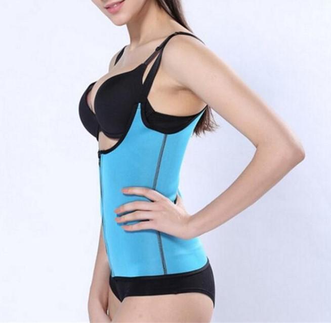Waist Trainer Body Shaper ~ Zip Up Corset Vest! - thewaistpros.com - Small / Blue