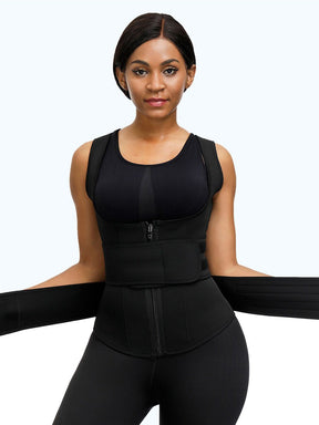 Latex Waist Trainer Fitness Vest with Velcro Ab Belt & Slimming Neoprene