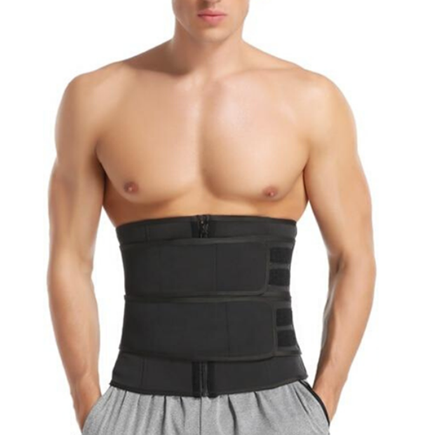 Men's Waist Trainer - Double Compression Strap Sweat Belt - Burn Stomach Fat!! - thewaistpros.com - Small / Black