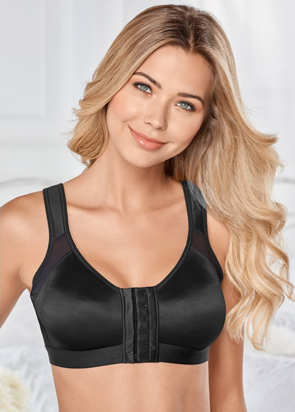 Front Closure Post Surgery Recovery Bra with Posture Support! - thewaistpros.com - A / Black