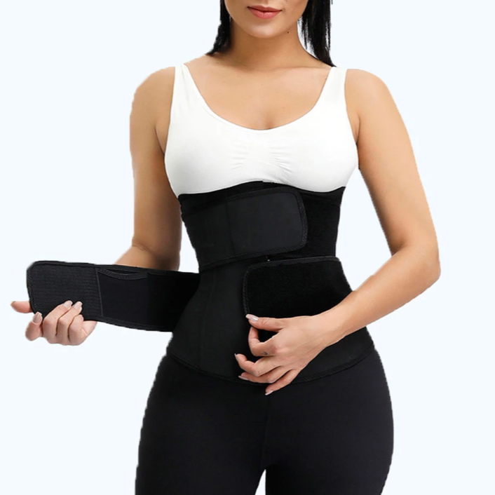 Premium Waist Trainer - Double Compression Velcro Straps and Supportive Zipper! - thewaistpros.com - Large / Black