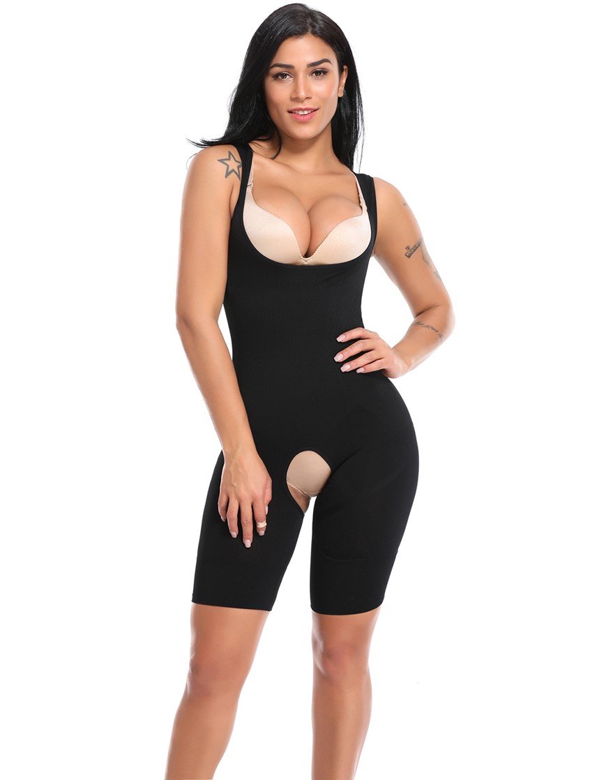 Slimming Bodysuit - Full Body Shaper with Butt Lifter - Easy Bathroom Access - thewaistpros.com - XXL/3XL / Black