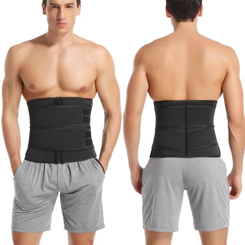 Men's Waist Trainer - Double Compression Strap Sweat Belt - Burn Stomach Fat!! - thewaistpros.com - Medium / Black