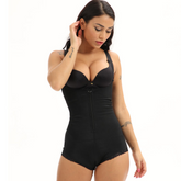 Sexy Zip Up Bodysuit Waist & Stomach Shaper with Lace - thewaistpros.com - S / Black