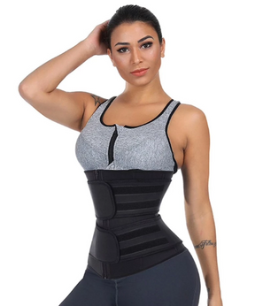 Slimming Waist Trainer - Double Compression Straps with Supportive Zipper! - thewaistpros.com - 3XL / Black