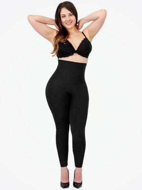 High Waist Tummy & Thigh Tightening Leggings - thewaistpros.com - Medium / Black