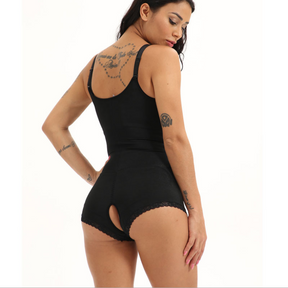 Sexy Zip Up Bodysuit Waist & Stomach Shaper with Lace - thewaistpros.com - 