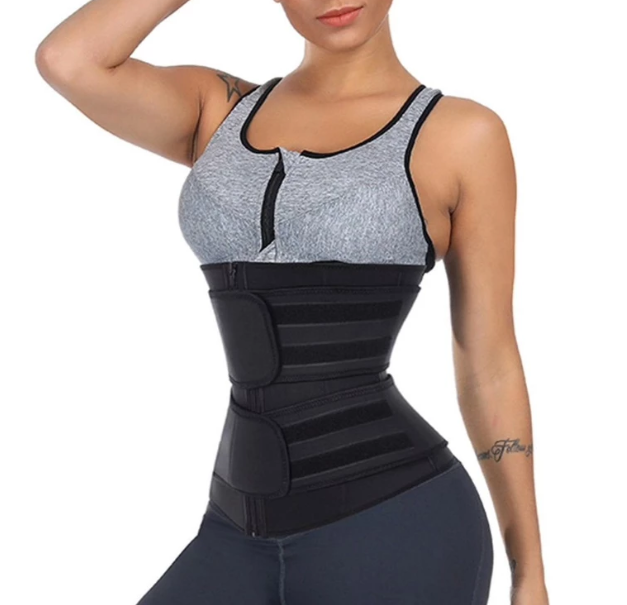 Slimming Waist Trainer - Double Compression Straps with Supportive Zipper! - thewaistpros.com - Small / Black