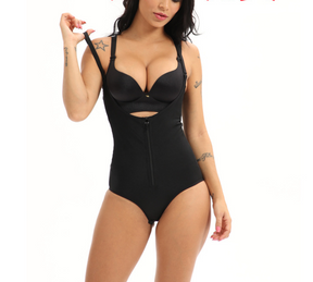 Sexy Zip Bodysuit Waist Shaper - Easy Bathroom Access - thewaistpros.com - XXL / Black