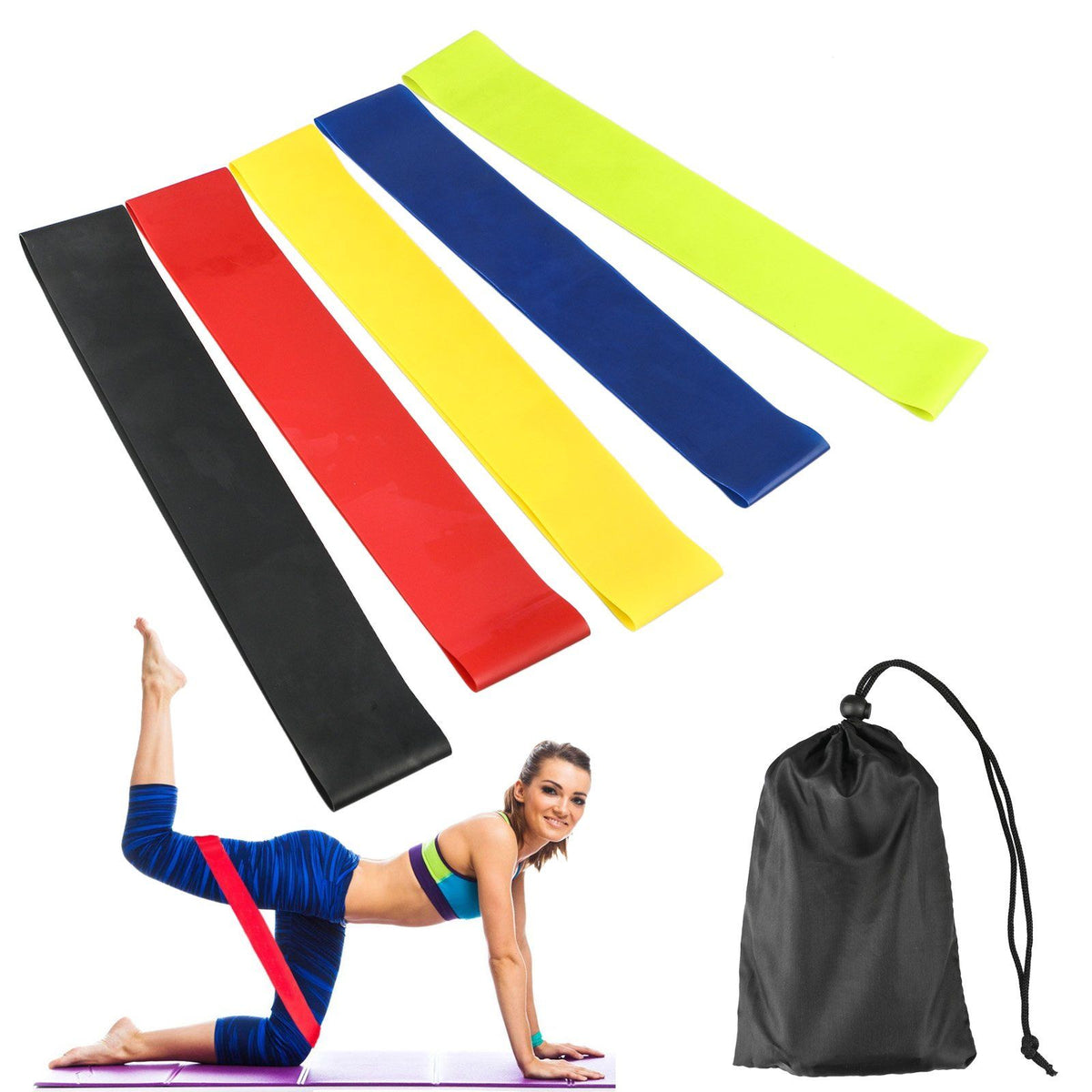 5 Pack Resistance Bands - Progression Strength Set with Gym Carry Bag - thewaistpros.com - 