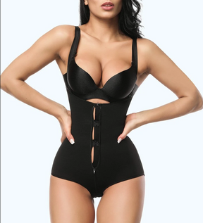 Sexy Zip Bodysuit Waist Shaper - Easy Bathroom Access - thewaistpros.com - M / Black