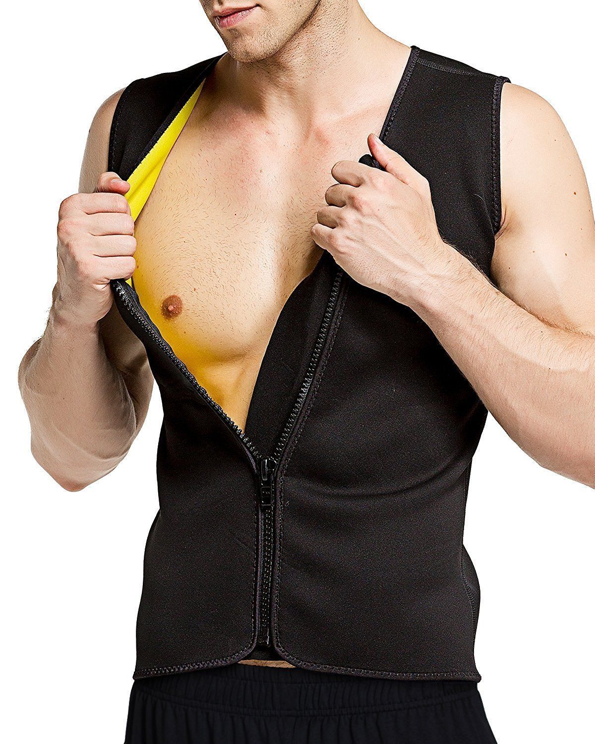 Men's Waist Training Zip Up Sauna Vest - Tone Up Fast! - thewaistpros.com - 