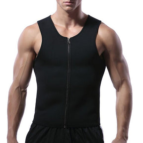 Men's Waist Training Zippered Sauna Vest - Burn Fat Fast! - thewaistpros.com - XXX-Large / Black